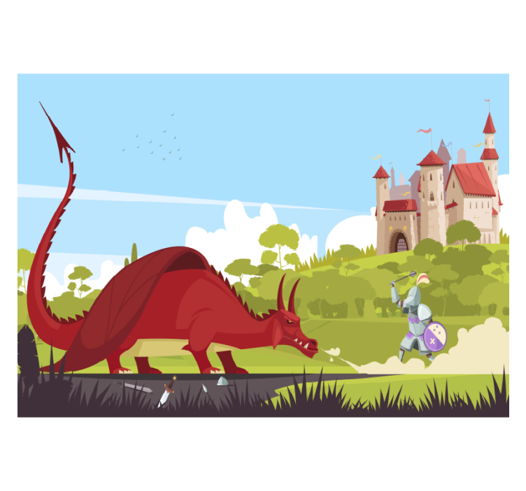 Dragon and knight Kids wall Murals - TenStickers