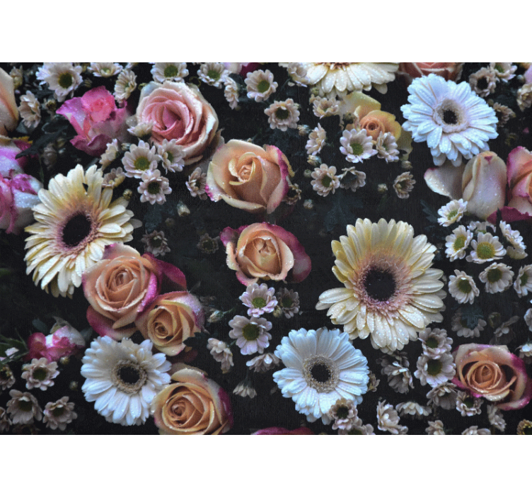 Flower wall mural roses and daisies design - TenStickers