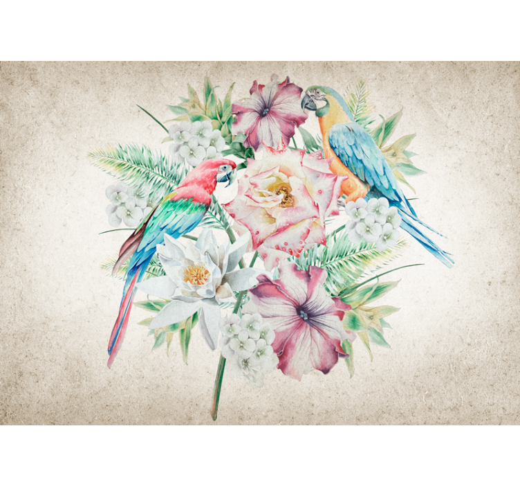 Animal wall mural colorful tropical birds - TenStickers