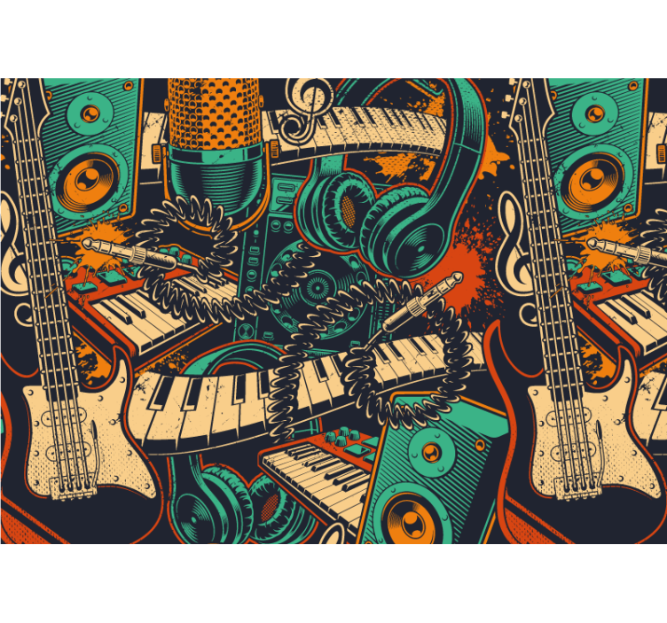 Music Illustration "Urban Style" wall mural - TenStickers