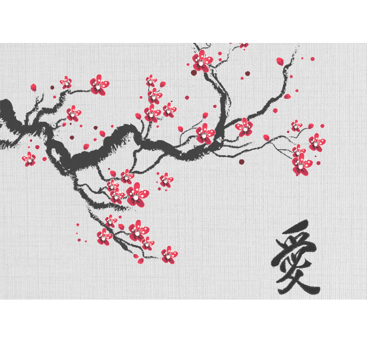 Love wall mural cherry blossom affection - TenStickers