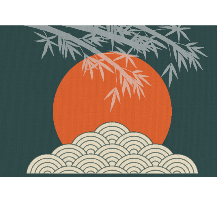 Nature wall mural bamboo and sunset - TenStickers