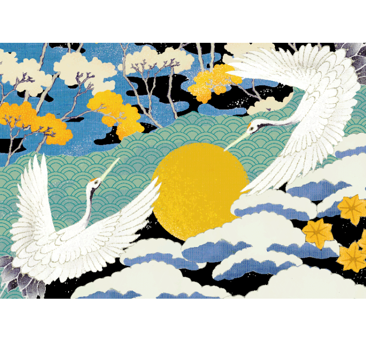 Cranes and Sun nature wall mural - TenStickers