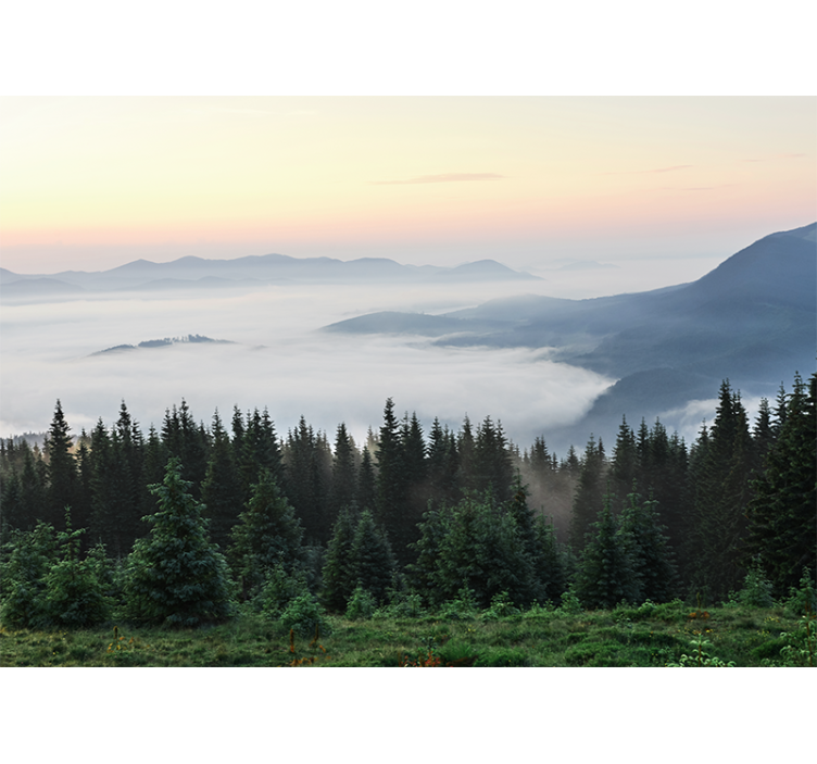 Tranquil mountain vista landscape wall mural - TenStickers