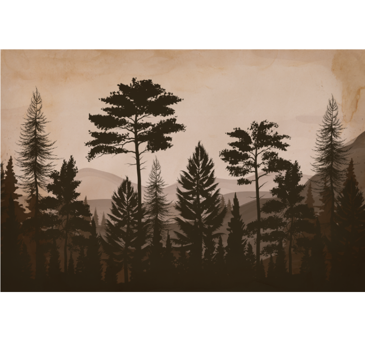 Scandinavian warm colored Forest Wall Mural - TenStickers