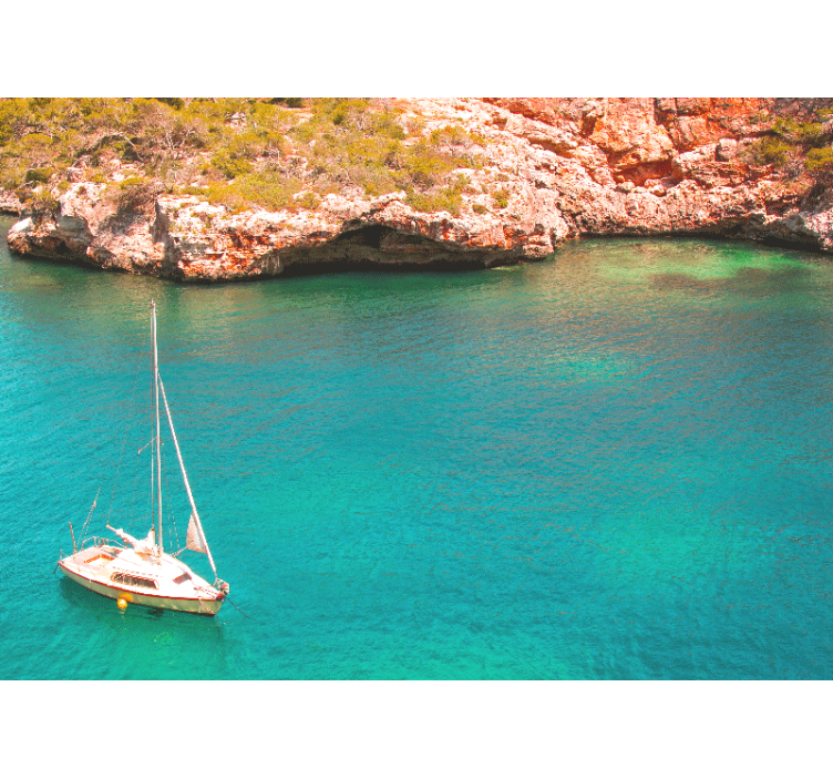 Ocean wall mural sailing boat at sea - TenStickers