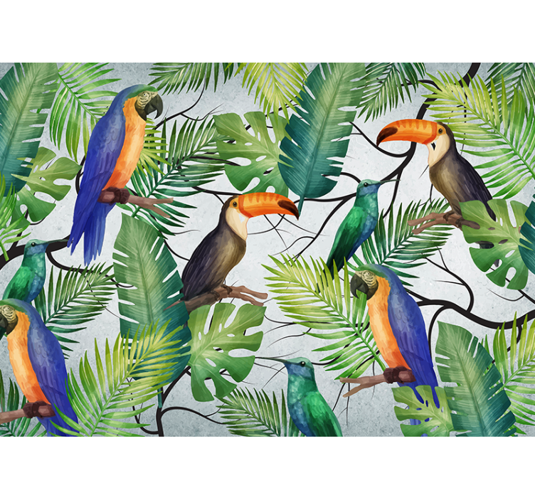 Animal wall mural tropical birds design - TenStickers