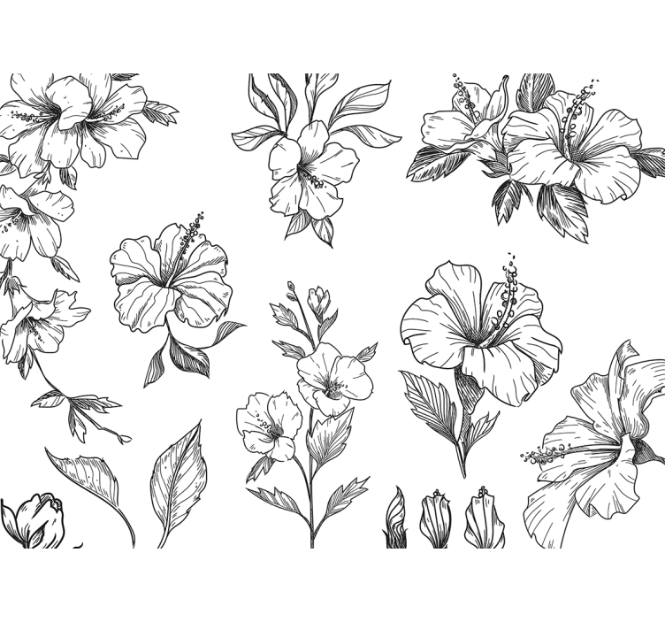 Flowers drawing wall mural - TenStickers