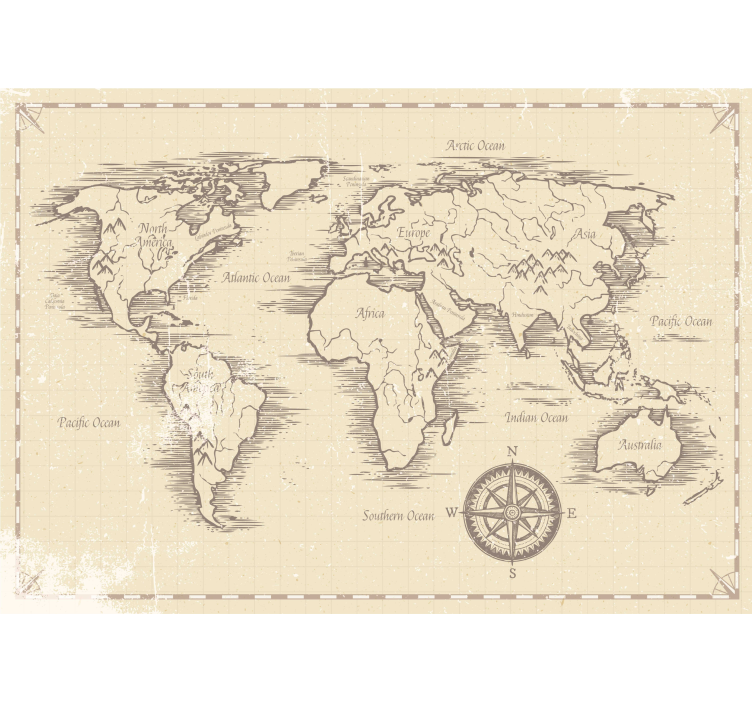 Vintage worldmap office wall mural - TenStickers