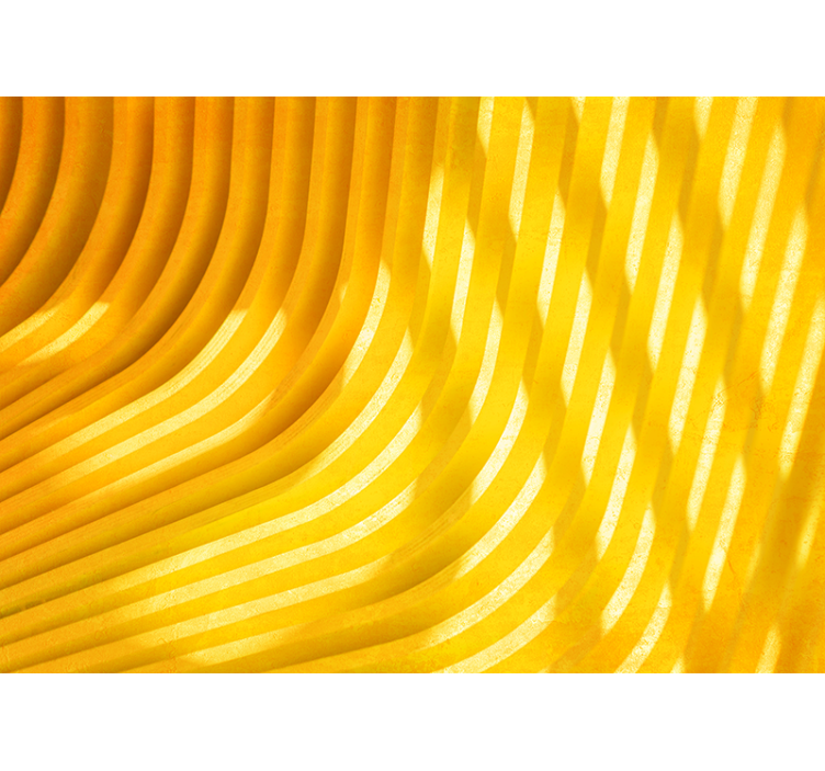 Three Dimensional Waves Yellow Wall Mural - TenStickers