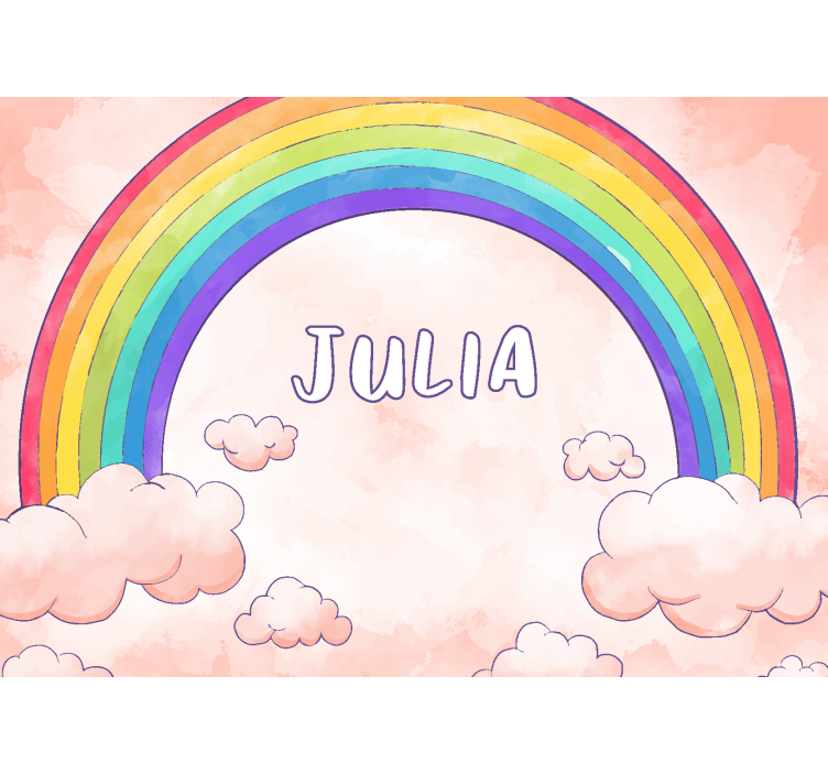 Clouds And Rainbow With Name Kids Wall Mural - TenStickers