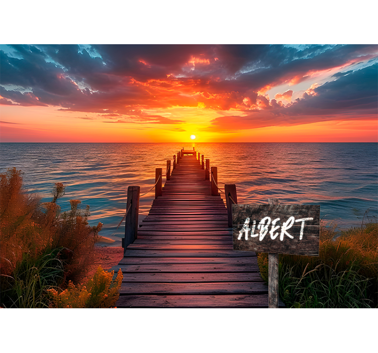 Sunset Path Sign Name Teenage Wall Mural - TenStickers