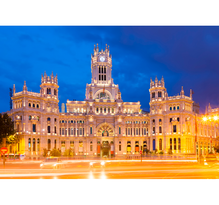 Illuminated Cityscape Madrid wall mural - TenStickers