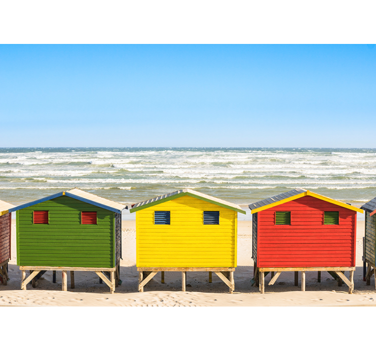 Beach Hut Panorama ocean wall mural - TenStickers