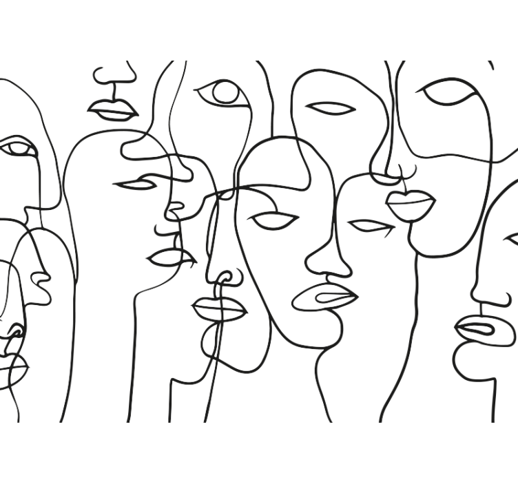 Faces pattern abstract wall mural - TenStickers