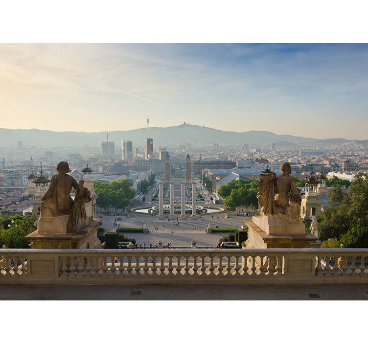 Barcelona wall mural barcelona panoramic view - TenStickers