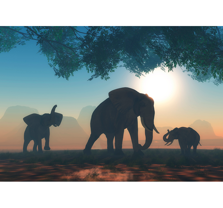 Savannah Elephant Scene animal wall mural - TenStickers