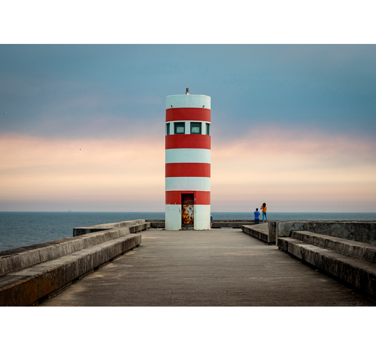 Red and White Lighthouse landscape wall mural - TenStickers