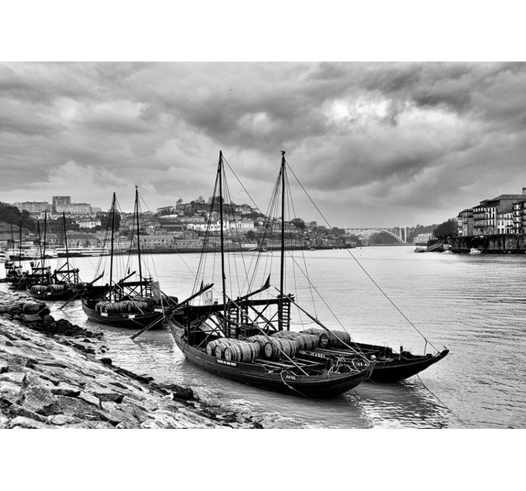 Oporto Gray Scales city wall mural - TenStickers