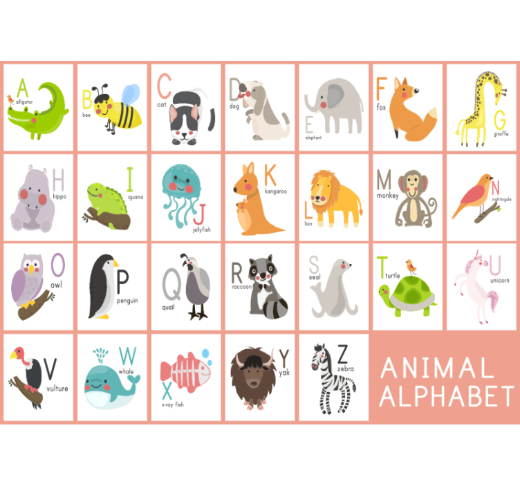 Kids Murals animal alphabet names - TenStickers