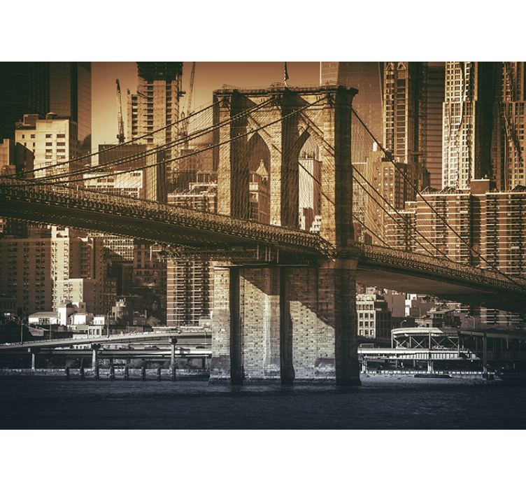 New york wall mural brooklyn bridge aerial view - TenStickers
