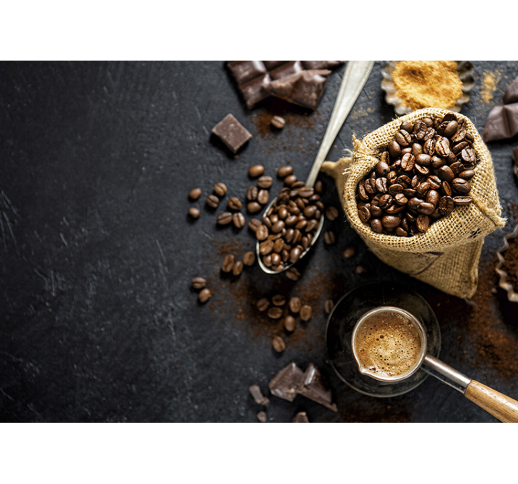 Coffee beans and accessories kitchen wall mural - TenStickers