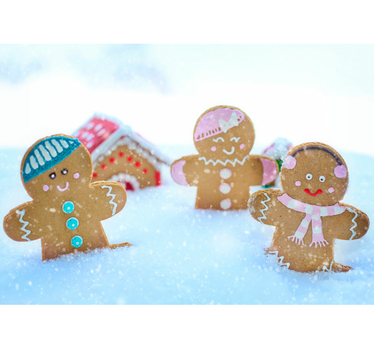 Christmas wall mural festive gingerbread scene - TenStickers