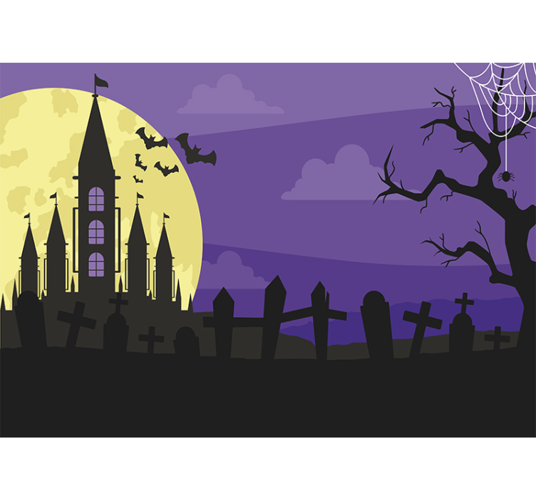 Gloomy cemetery Halloween night wall mural - TenStickers