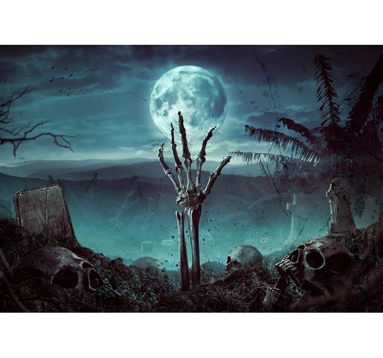 Halloween wall mural skeleton hand rising up - TenStickers