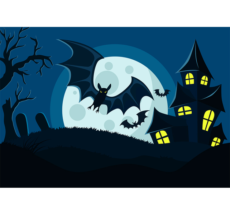 Haunted House Scene halloween wall mural - TenStickers