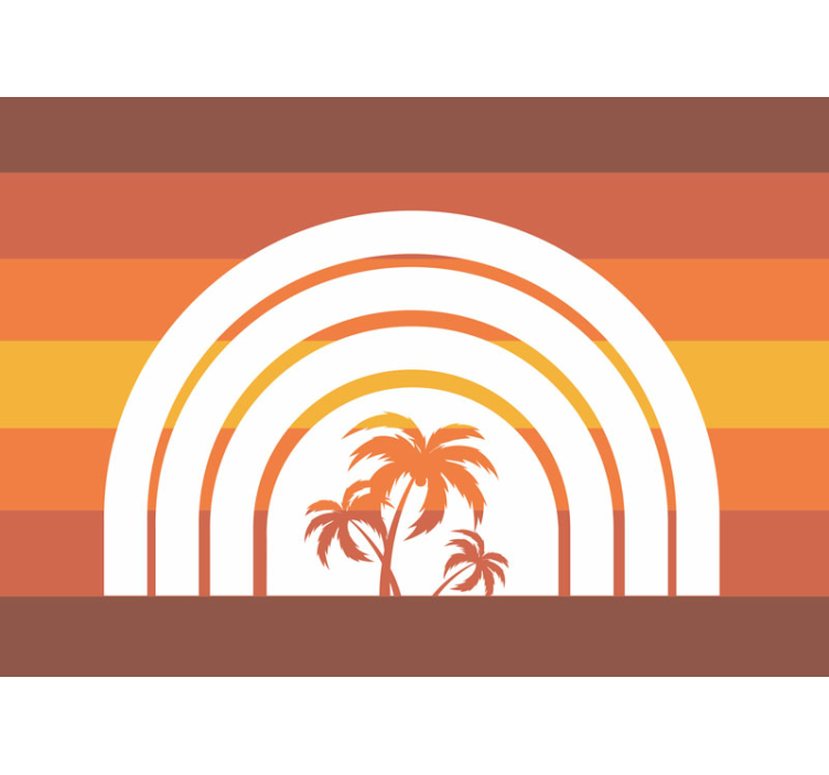Retro Sunset and Palm trees photomural - TenStickers