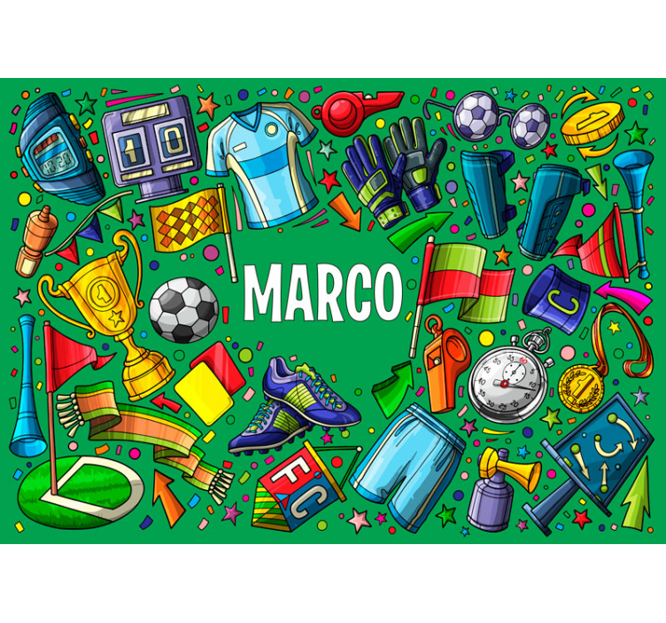 Custom wall mural with sports theme elements - TenStickers