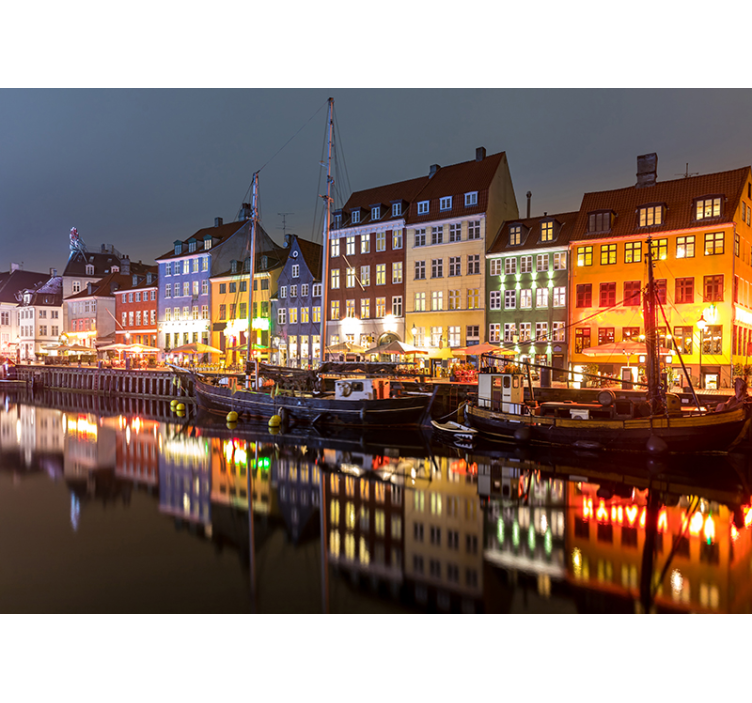 Colorful canal houses city wall mural - TenStickers