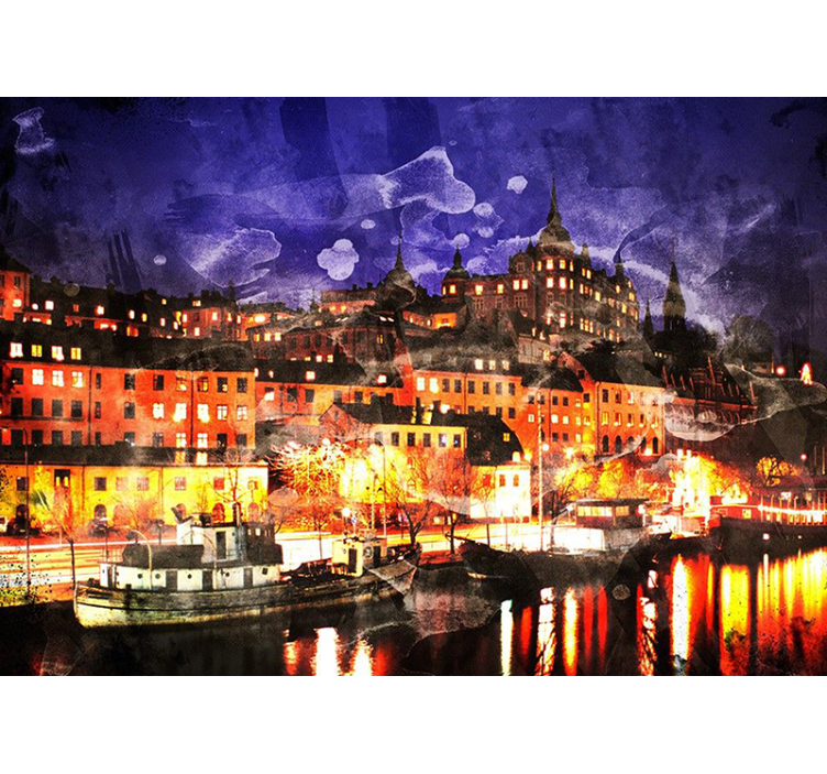 Radiant Urban Evening city wall mural - TenStickers