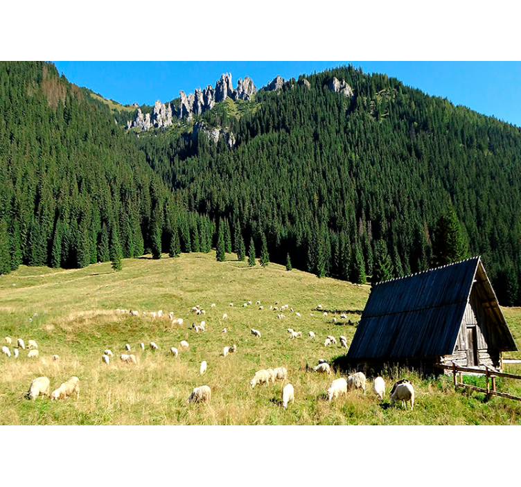 Mountainous Greenery Scene landscape wall mural - TenStickers