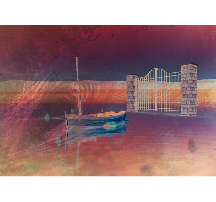 Serene Lake Scene landscape wall mural - TenStickers