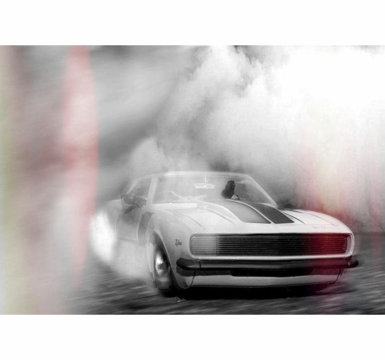 Car burning tires Car wall mural - TenStickers