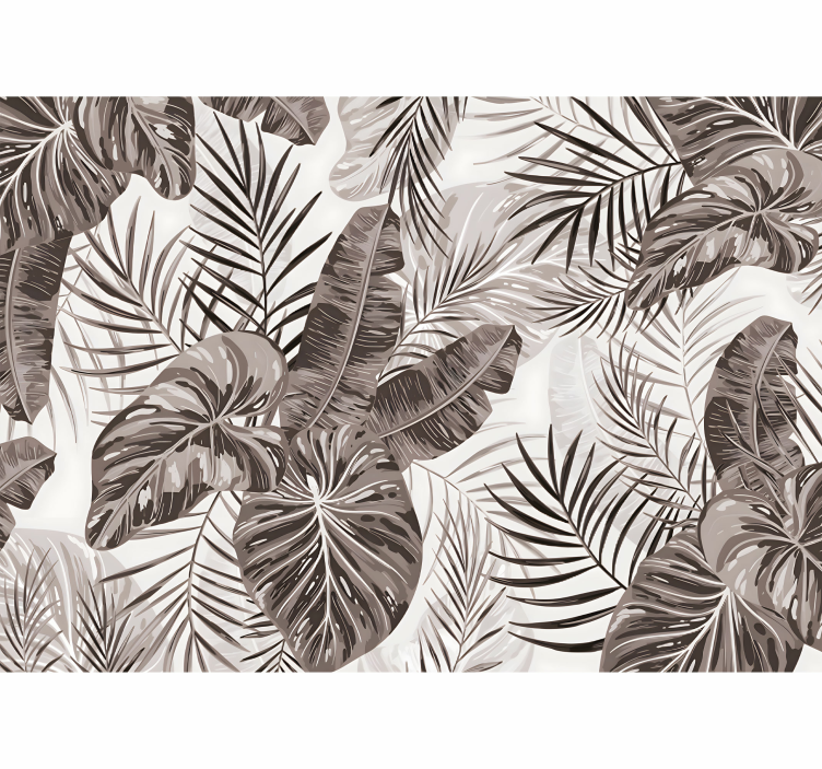Black and White Leaves nature wall mural - TenStickers
