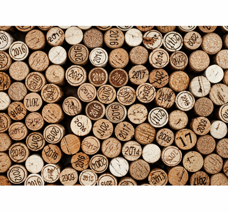 Wall mural kitchen different wine corks - TenStickers