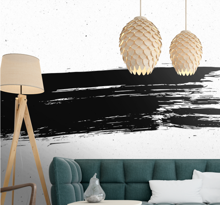 Abstract wall mural black brush stroke - TenStickers