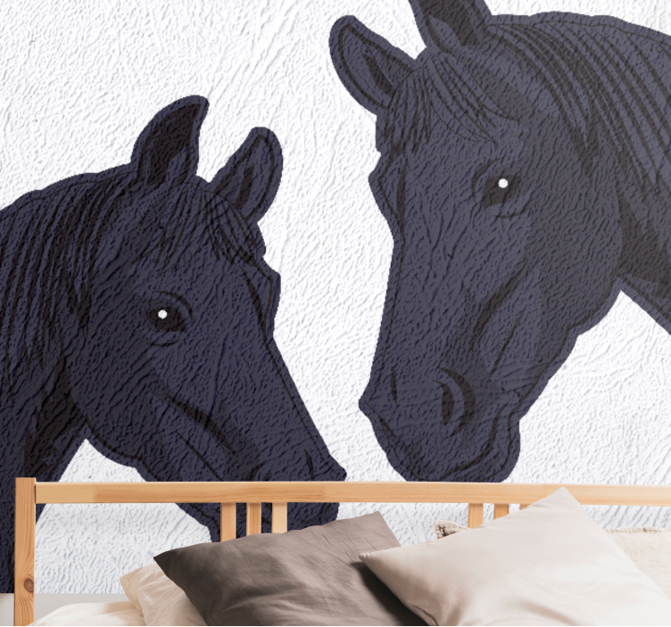 Animal wall mural elegant horses profile - TenStickers