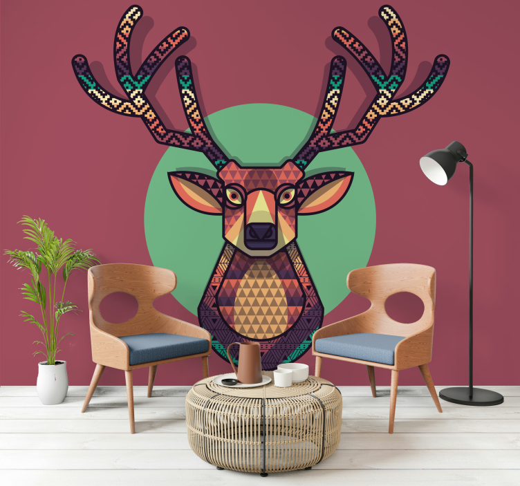 Animal wall mural geometric deer head - TenStickers