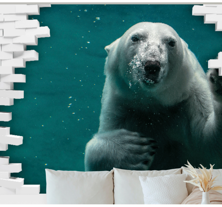 Animal wall mural polar bear underwater - TenStickers