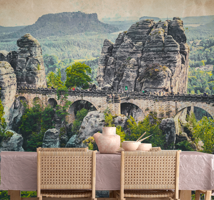 Bastei bridge view landscape wall mural - TenStickers