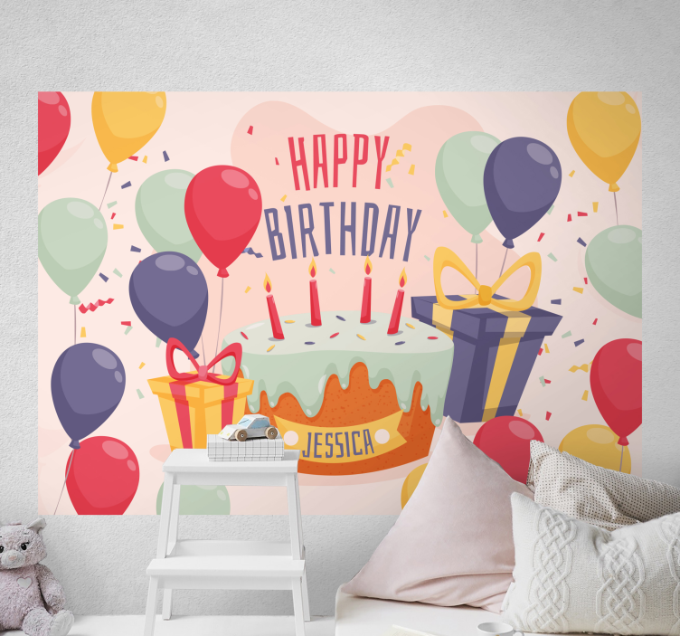 Birthday Celebration Cake custom wall mural - TenStickers