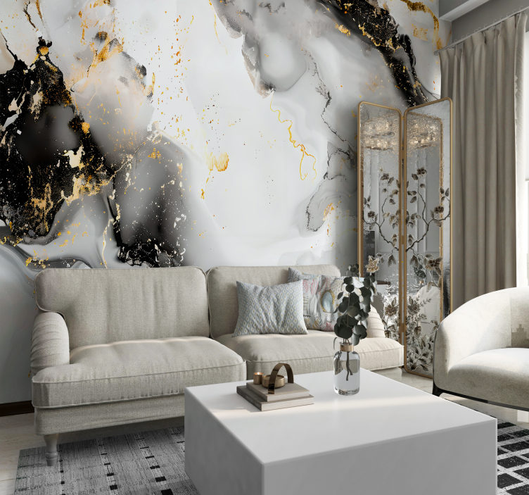Black and white pattern abstract wall mural - TenStickers