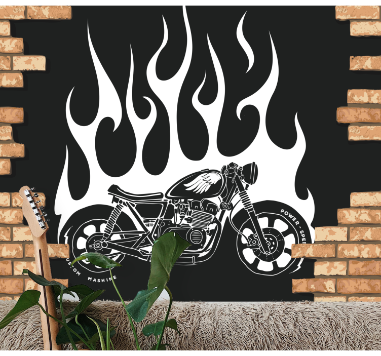 Car wall mural motorbike flames design - TenStickers