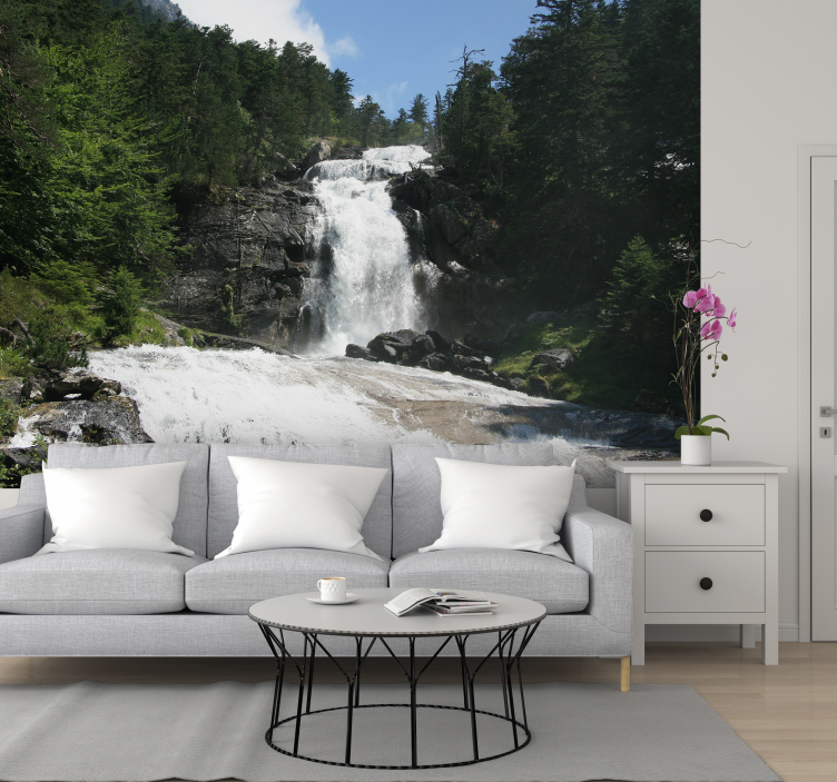 Cascading Scenery waterfall wall mural - TenStickers