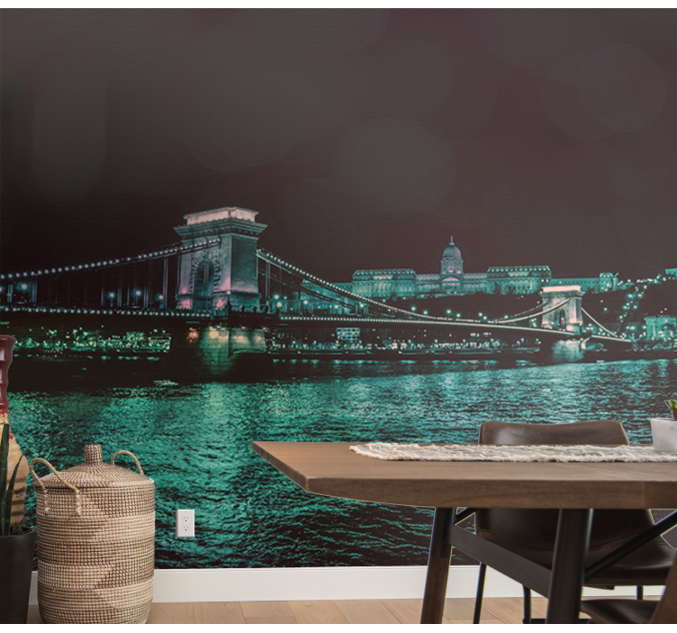 Chain bridge by night wall mural - TenStickers