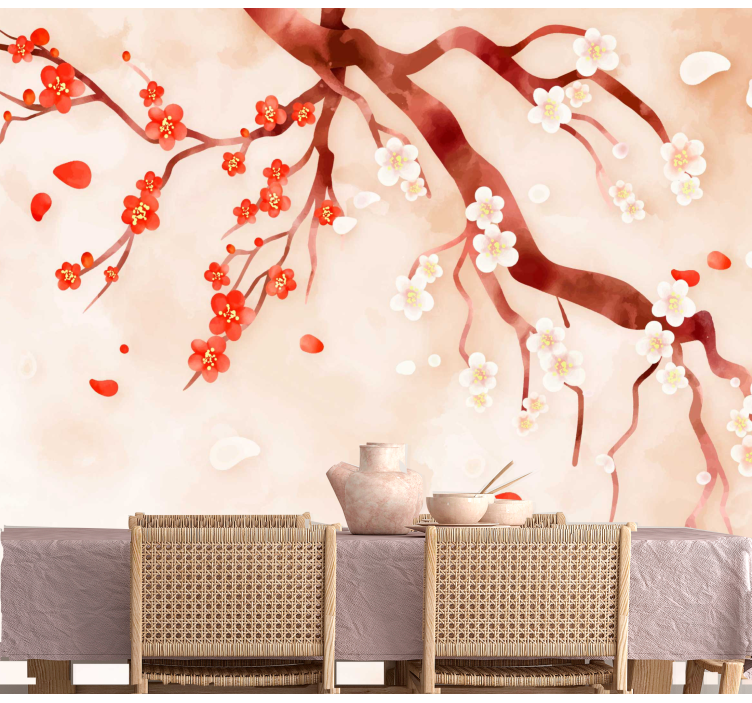 Cherry Blossom Bough flower wall mural - TenStickers